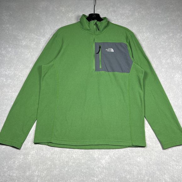 THE NORTH FACE Green Half Zip Fleece Sweatshirt Jacket Outdoors Men's Size: L - Picture 2 of 11
